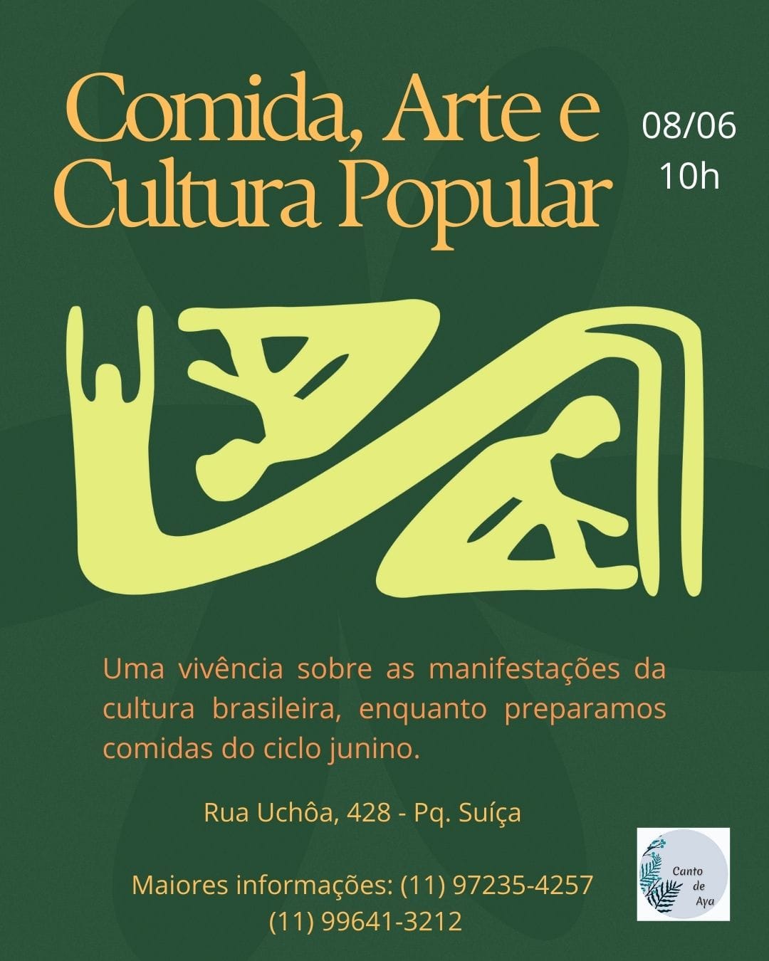 Banner do evento Comida, Arte e Cultura Popular - 08/06 às 10h